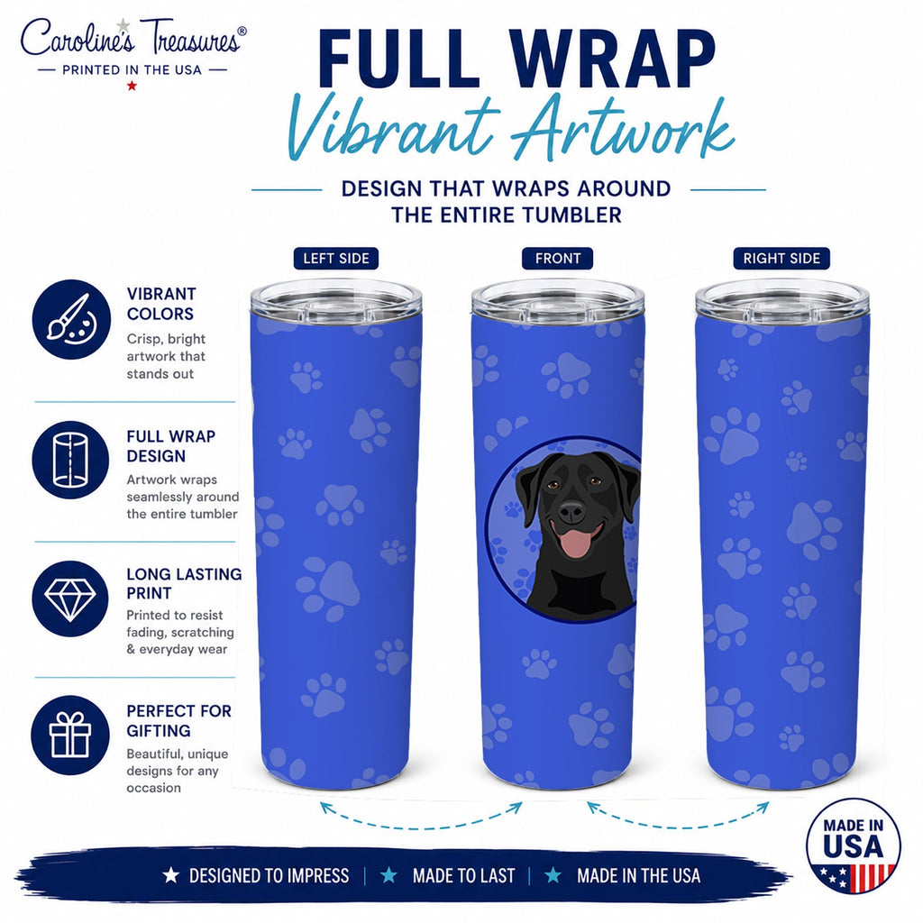 Labrador Retriever Black #1  Stainless Steel Skinny Tumbler 20 oz Vacuum Double Walled Reusable Insulated Travel Cup