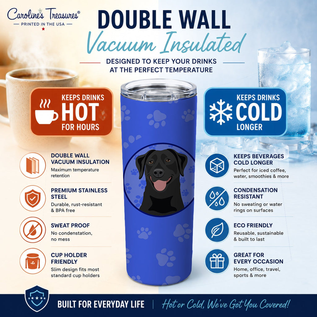 Labrador Retriever Black #1  Stainless Steel Skinny Tumbler 20 oz Vacuum Double Walled Reusable Insulated Travel Cup