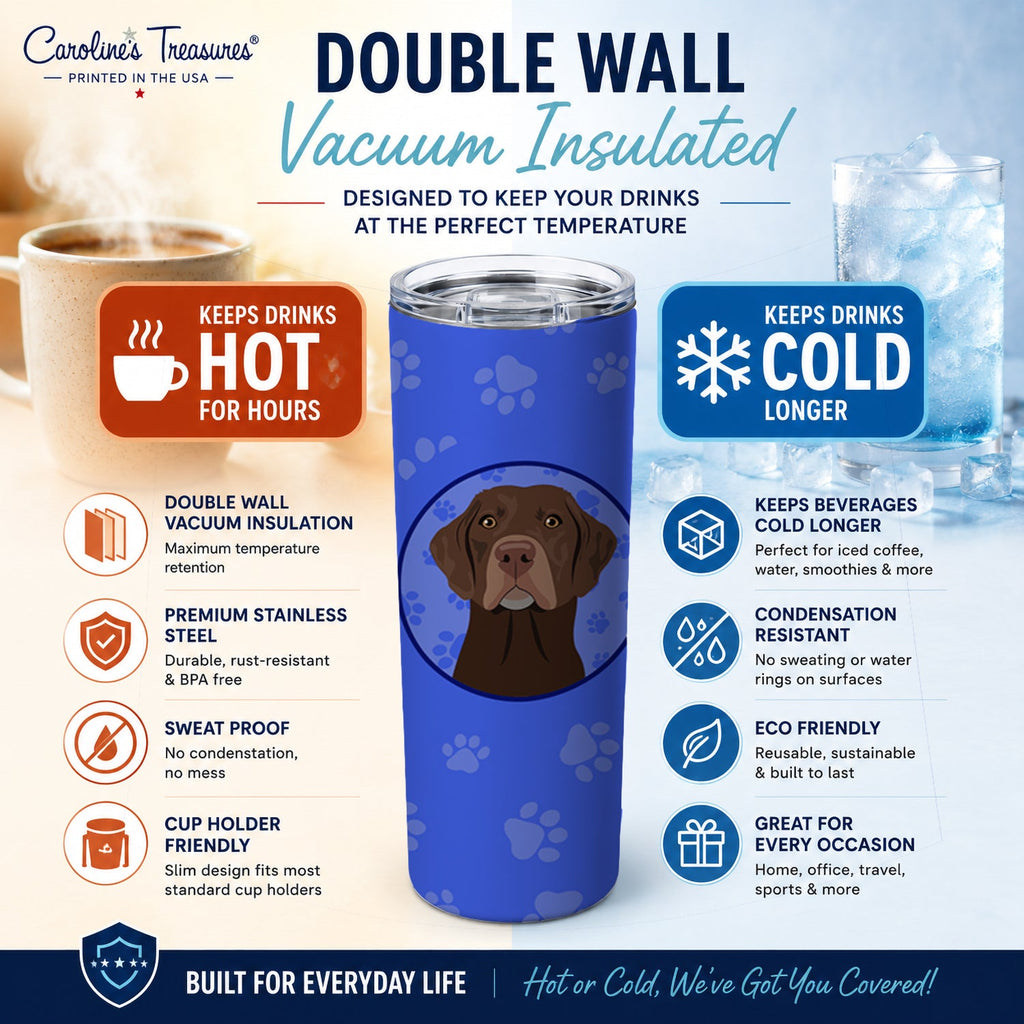 Labrador Retriever Chocolate #2  Stainless Steel Skinny Tumbler 20 oz Vacuum Double Walled Reusable Insulated Travel Cup