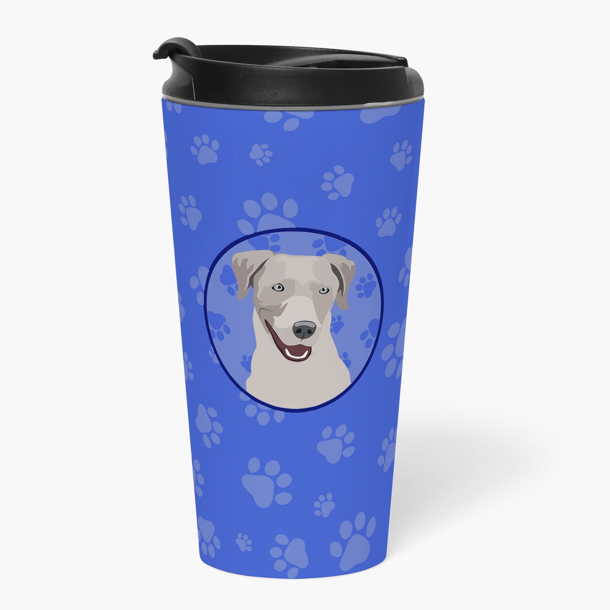 Labrador Retriever Gray Stainless Steel 16 oz Tumbler Blue Insulated Tumbler with Lid, Cute Travel Cup for Coffee, Cocktails, Gift Men, Dad, Women, Mother