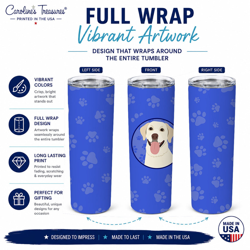 Labrador Retriever Yellow #1  Stainless Steel Skinny Tumbler 20 oz Vacuum Double Walled Reusable Insulated Travel Cup