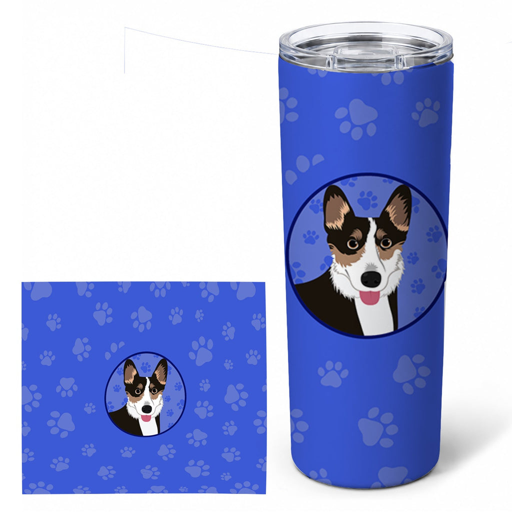 Pembroke Welsh Corgi Tricolor Black-Headed #2  Stainless Steel Skinny Tumbler 20 oz Vacuum Double Walled Reusable Insulated Travel Cup