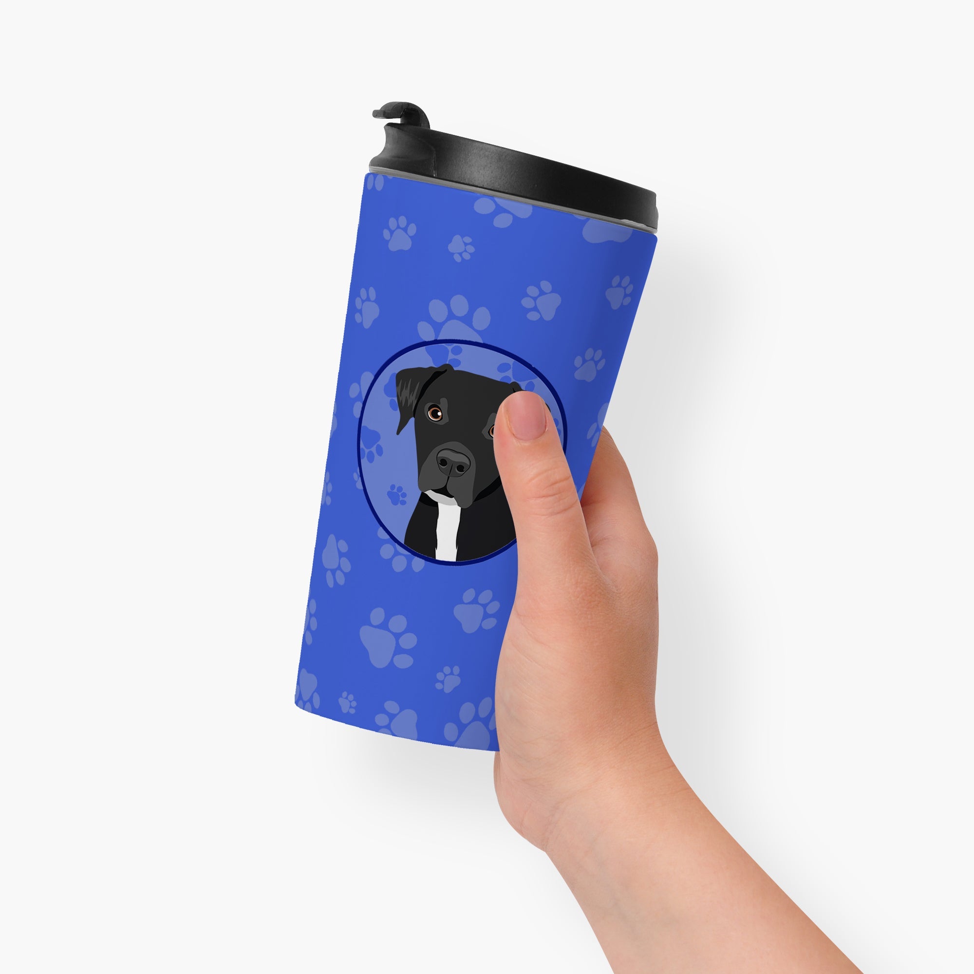 Pit Bull Black #1 Stainless Steel 16 oz Tumbler Blue Insulated Tumbler with Lid, Cute Travel Cup for Coffee, Cocktails, Gift Men, Dad, Women, Mother
