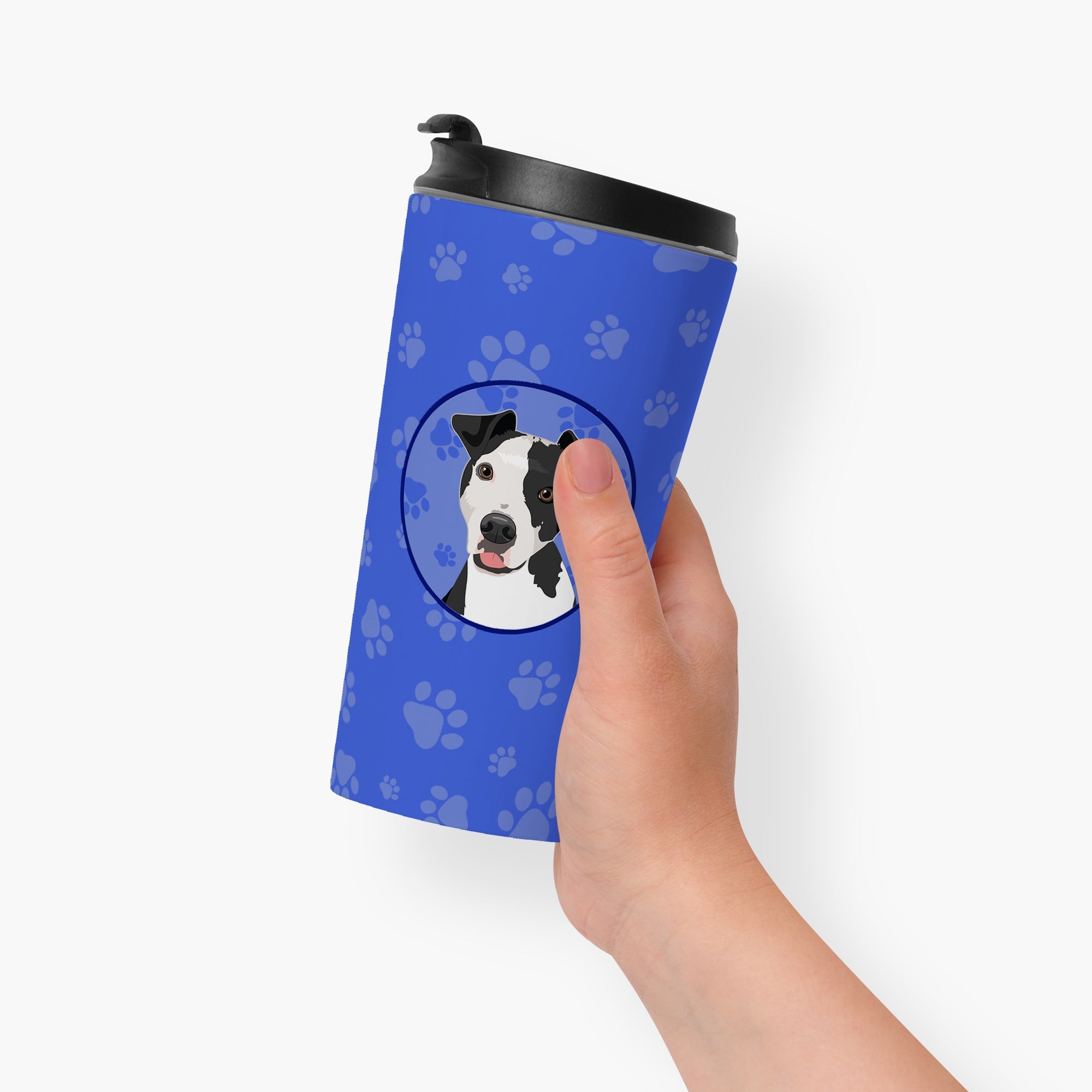 Pit Bull Black #2 Stainless Steel 16 oz Tumbler Blue Insulated Tumbler with Lid, Cute Travel Cup for Coffee, Cocktails, Gift Men, Dad, Women, Mother