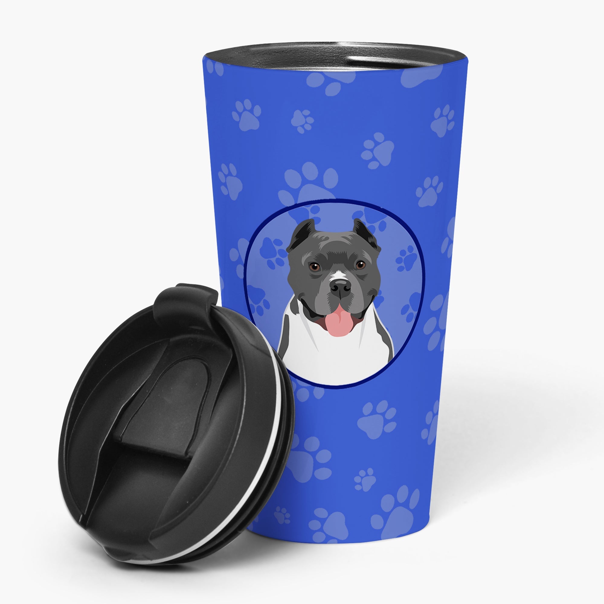Pit Bull Blue #7 Stainless Steel 16 oz Tumbler Blue Insulated Tumbler with Lid, Cute Travel Cup for Coffee, Cocktails, Gift Men, Dad, Women, Mother