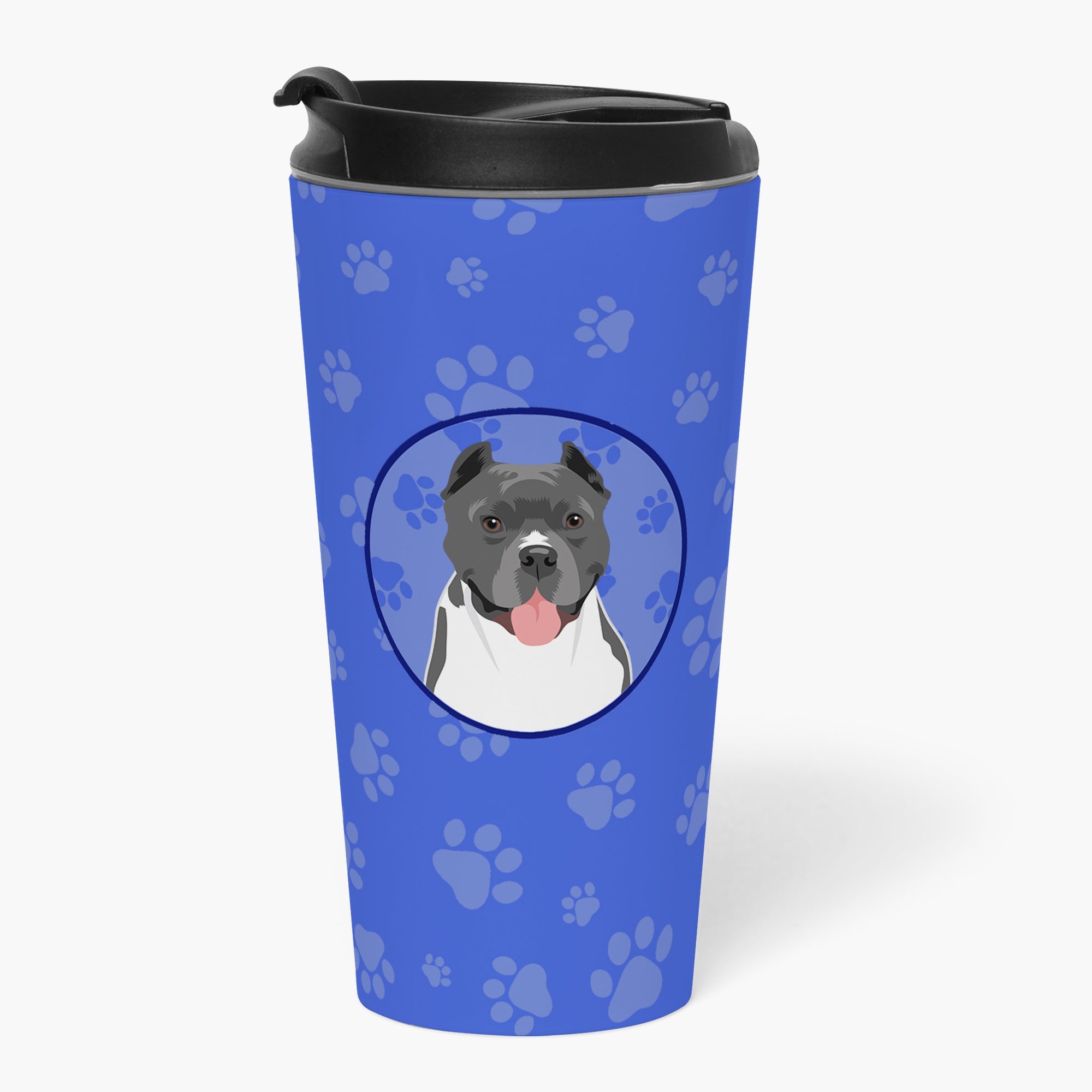 Pit Bull Blue #7 Stainless Steel 16 oz Tumbler Blue Insulated Tumbler with Lid, Cute Travel Cup for Coffee, Cocktails, Gift Men, Dad, Women, Mother
