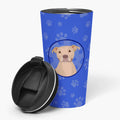 Pit Bull Fawn #1 Stainless Steel 16 oz Tumbler Blue Insulated Tumbler with Lid, Cute Travel Cup for Coffee, Cocktails, Gift Men, Dad, Women, Mother