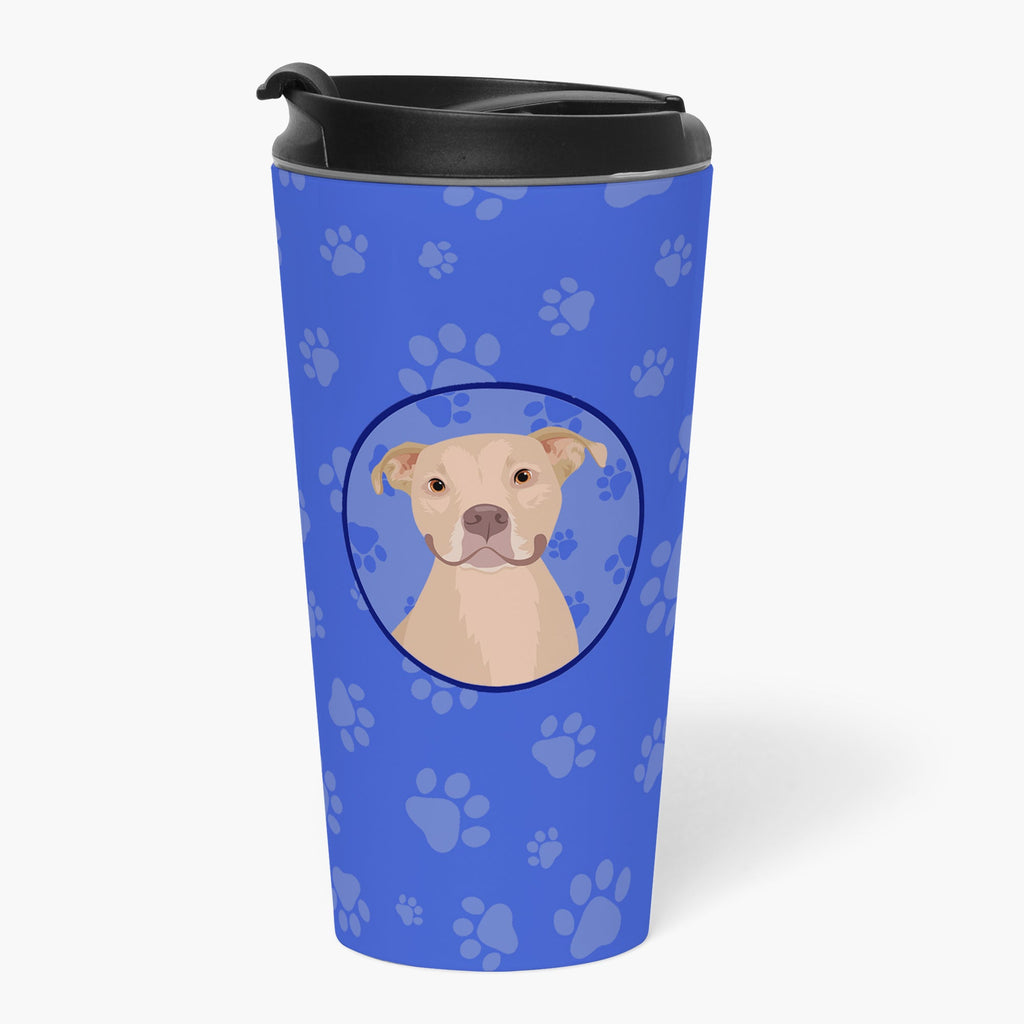 Pit Bull Fawn #1 Stainless Steel 16 oz Tumbler Blue Insulated Tumbler with Lid, Cute Travel Cup for Coffee, Cocktails, Gift Men, Dad, Women, Mother
