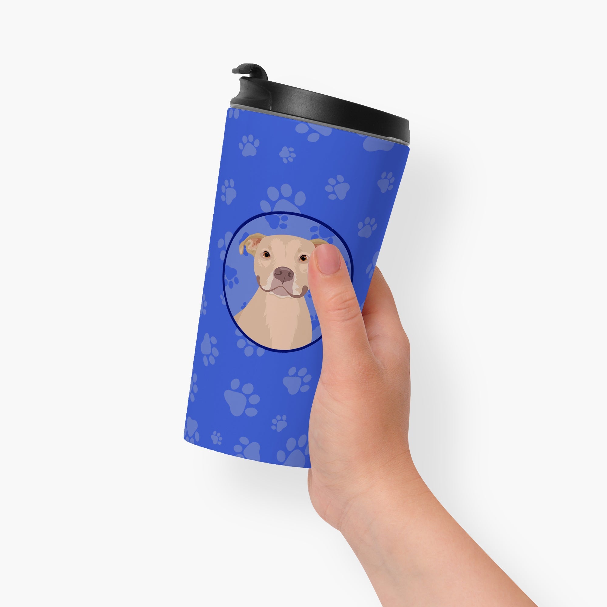 Pit Bull Fawn #1 Stainless Steel 16 oz Tumbler Blue Insulated Tumbler with Lid, Cute Travel Cup for Coffee, Cocktails, Gift Men, Dad, Women, Mother