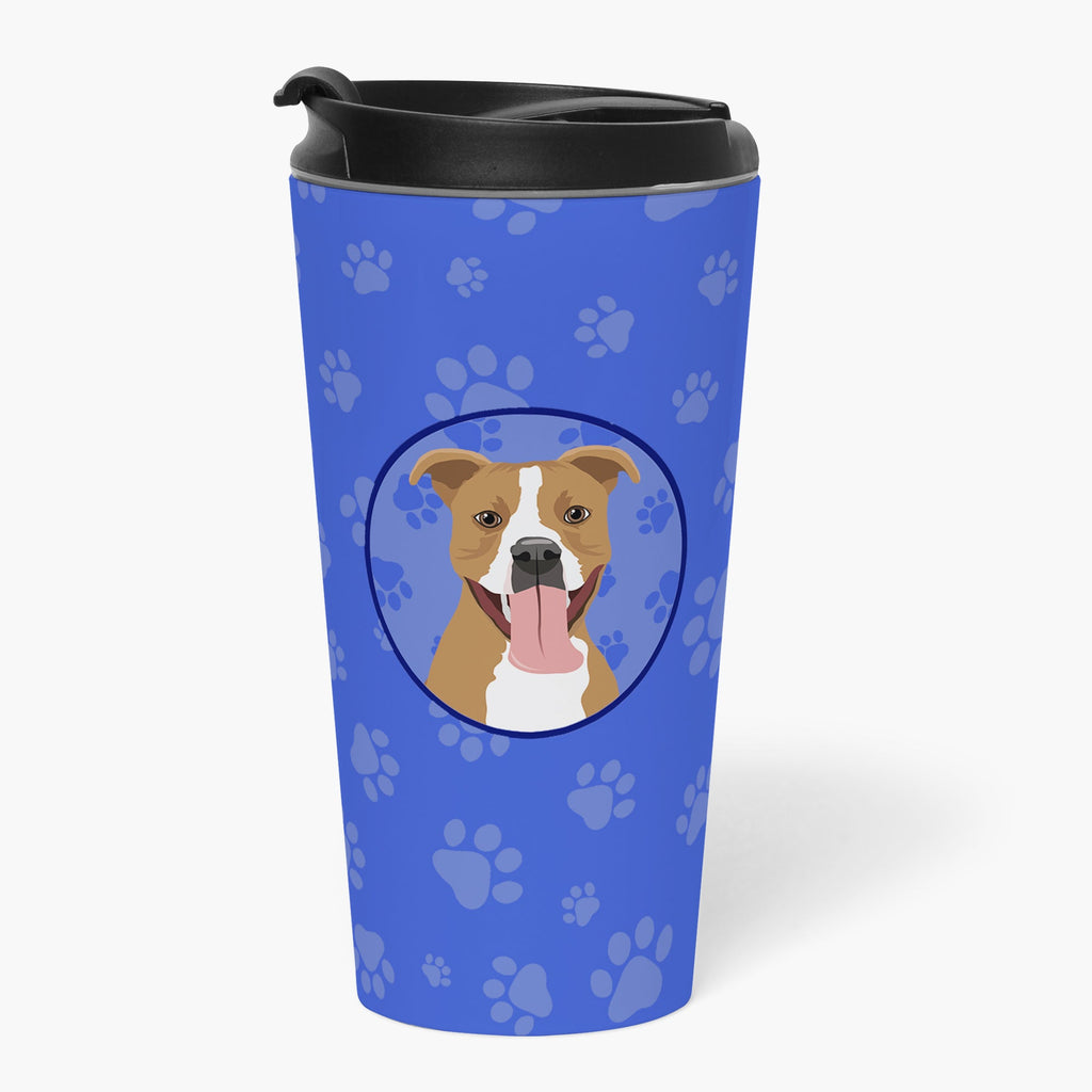 Pit Bull Fawn #2 Stainless Steel 16 oz Tumbler Blue Insulated Tumbler with Lid, Cute Travel Cup for Coffee, Cocktails, Gift Men, Dad, Women, Mother