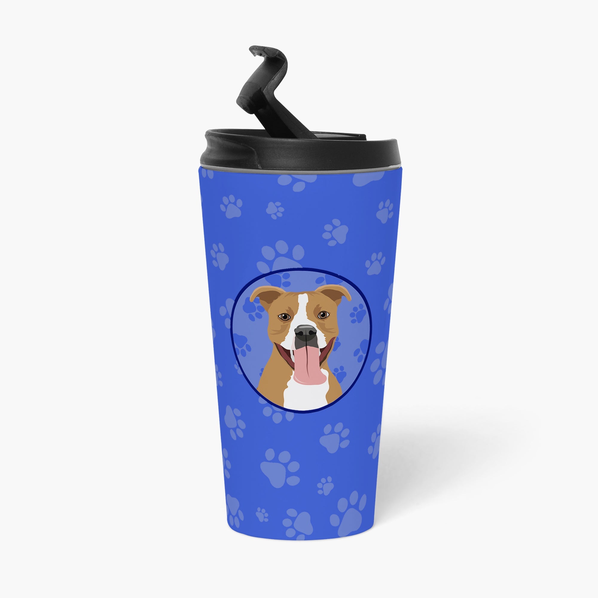Pit Bull Fawn #2 Stainless Steel 16 oz Tumbler Blue Insulated Tumbler with Lid, Cute Travel Cup for Coffee, Cocktails, Gift Men, Dad, Women, Mother