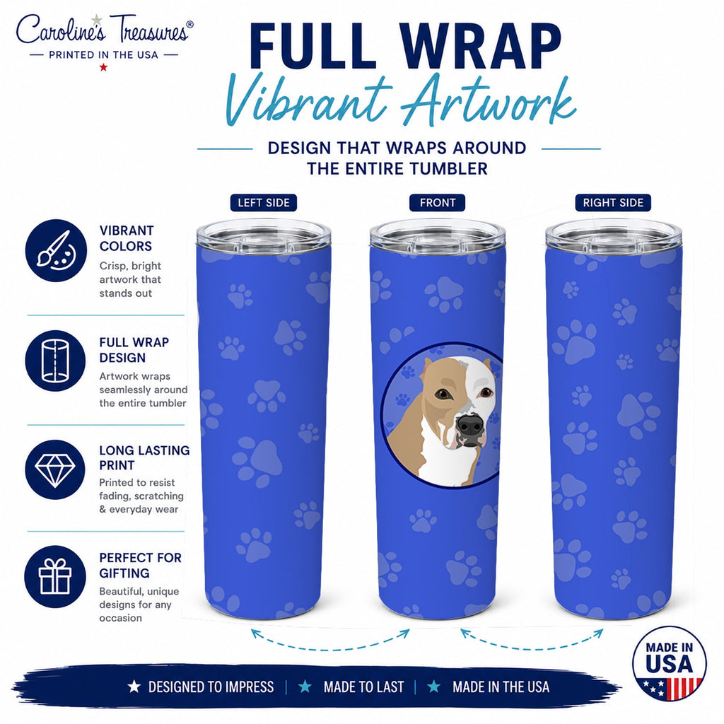 Pit Bull Fawn #4  Stainless Steel Skinny Tumbler 20 oz Vacuum Double Walled Reusable Insulated Travel Cup