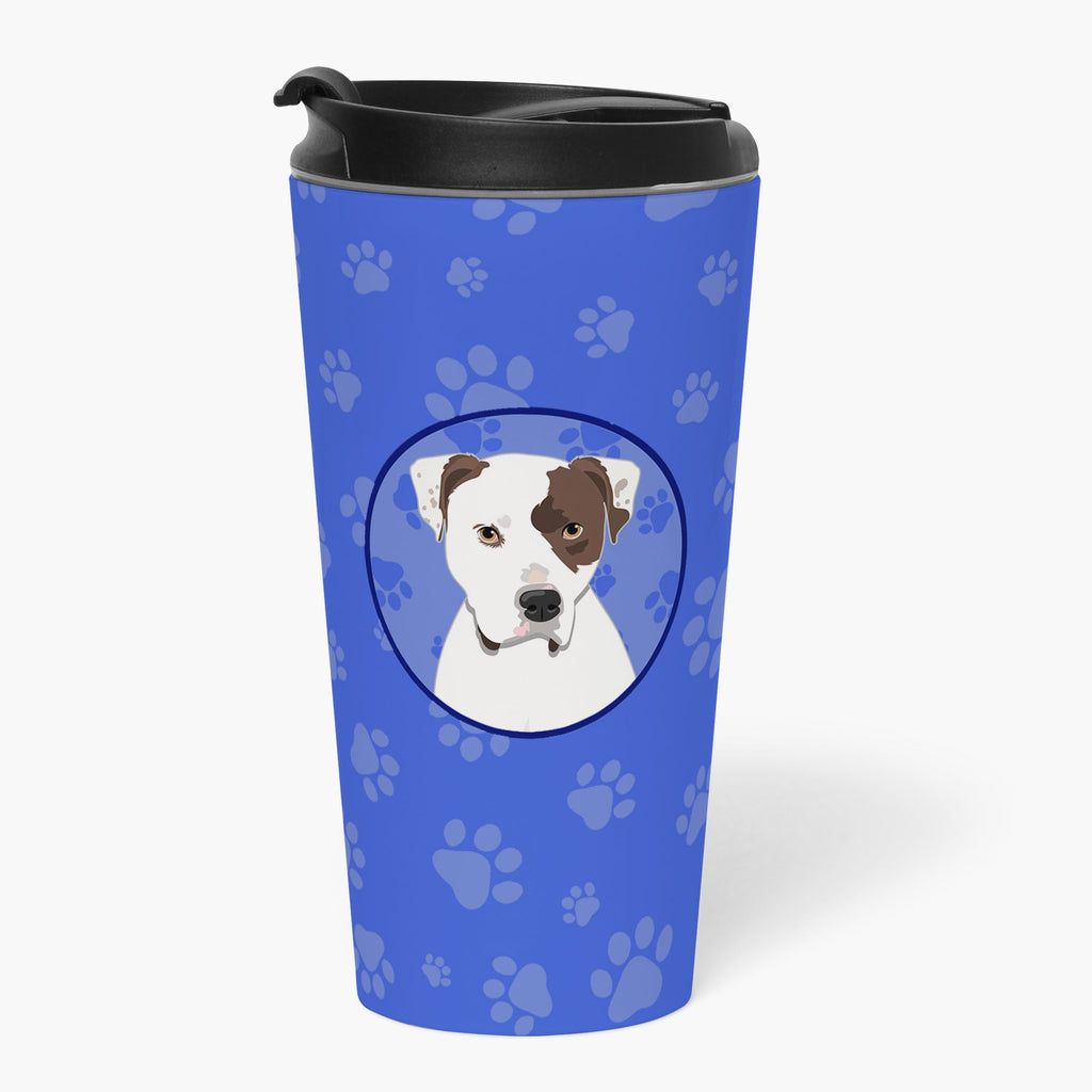 Pit Bull White #2 Stainless Steel 16 oz Tumbler Blue Insulated Tumbler with Lid, Cute Travel Cup for Coffee, Cocktails, Gift Men, Dad, Women, Mother