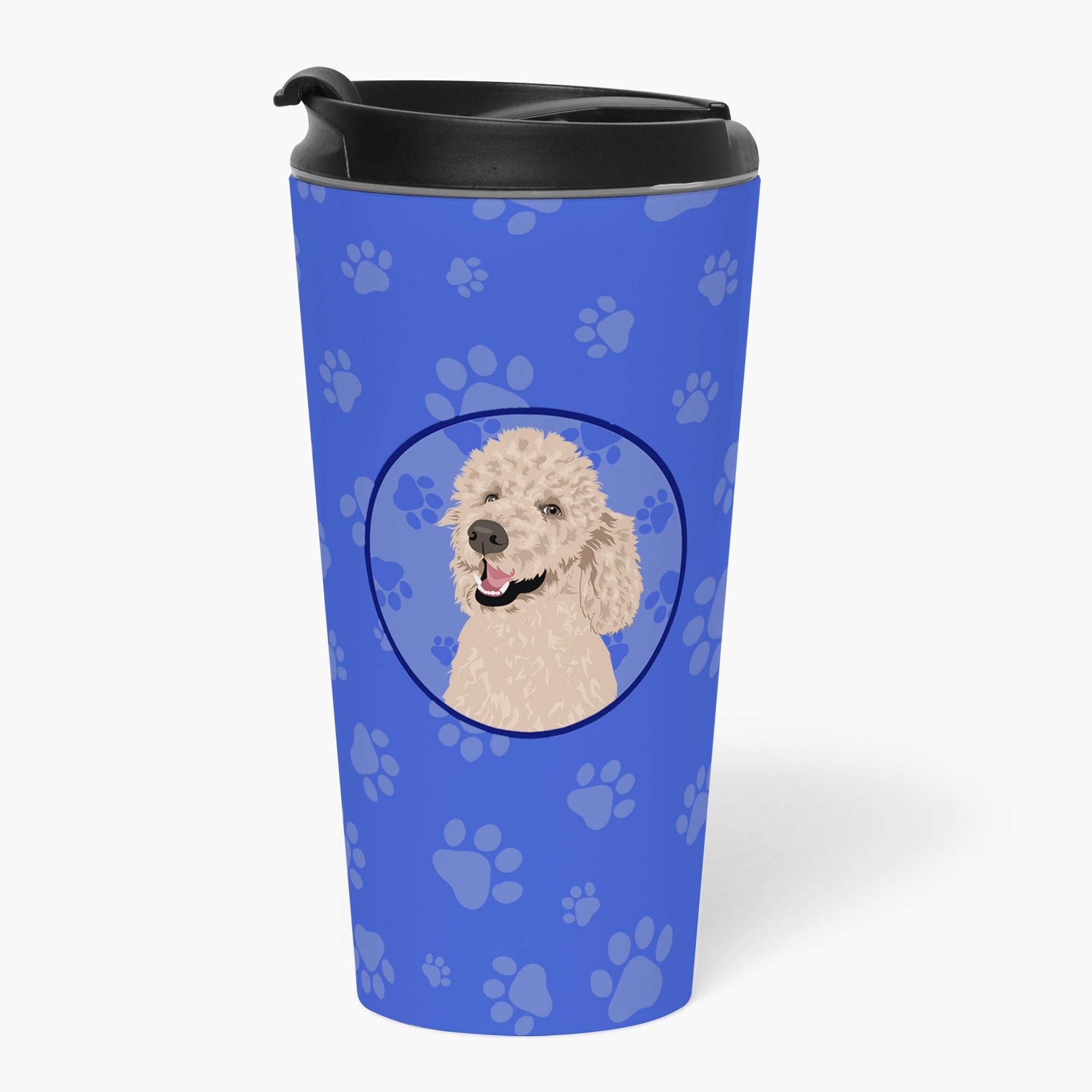 Poodle Standard Cafe Au Lait Stainless Steel 16 oz Tumbler Blue Insulated Tumbler with Lid, Cute Travel Cup for Coffee, Cocktails, Gift Men, Dad, Women, Mother