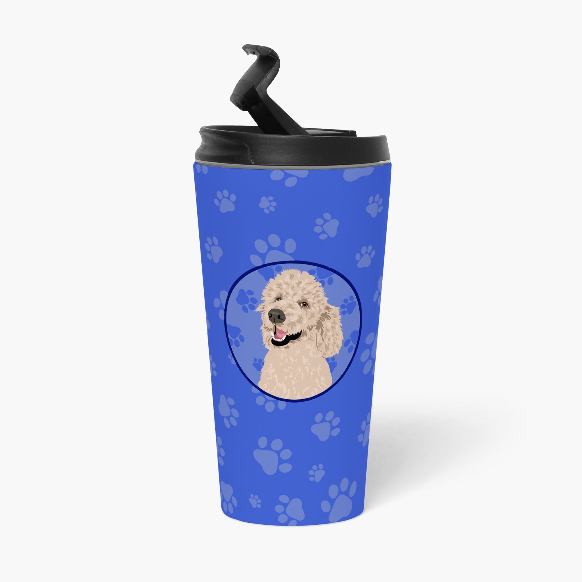 Poodle Standard Cafe Au Lait Stainless Steel 16 oz Tumbler Blue Insulated Tumbler with Lid, Cute Travel Cup for Coffee, Cocktails, Gift Men, Dad, Women, Mother