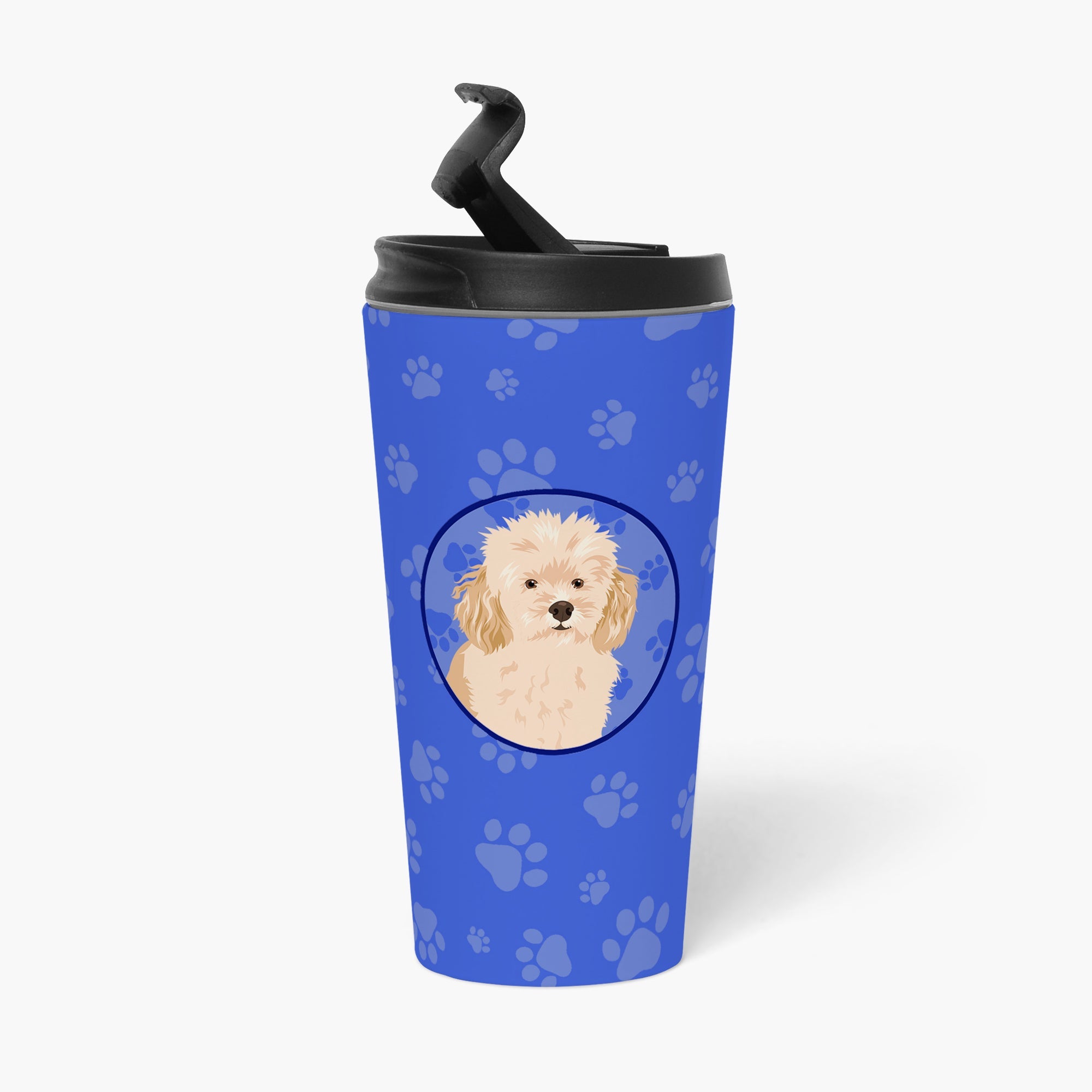 Poodle Toy Apricot #2 Stainless Steel 16 oz Tumbler Blue Insulated Tumbler with Lid, Cute Travel Cup for Coffee, Cocktails, Gift Men, Dad, Women, Mother