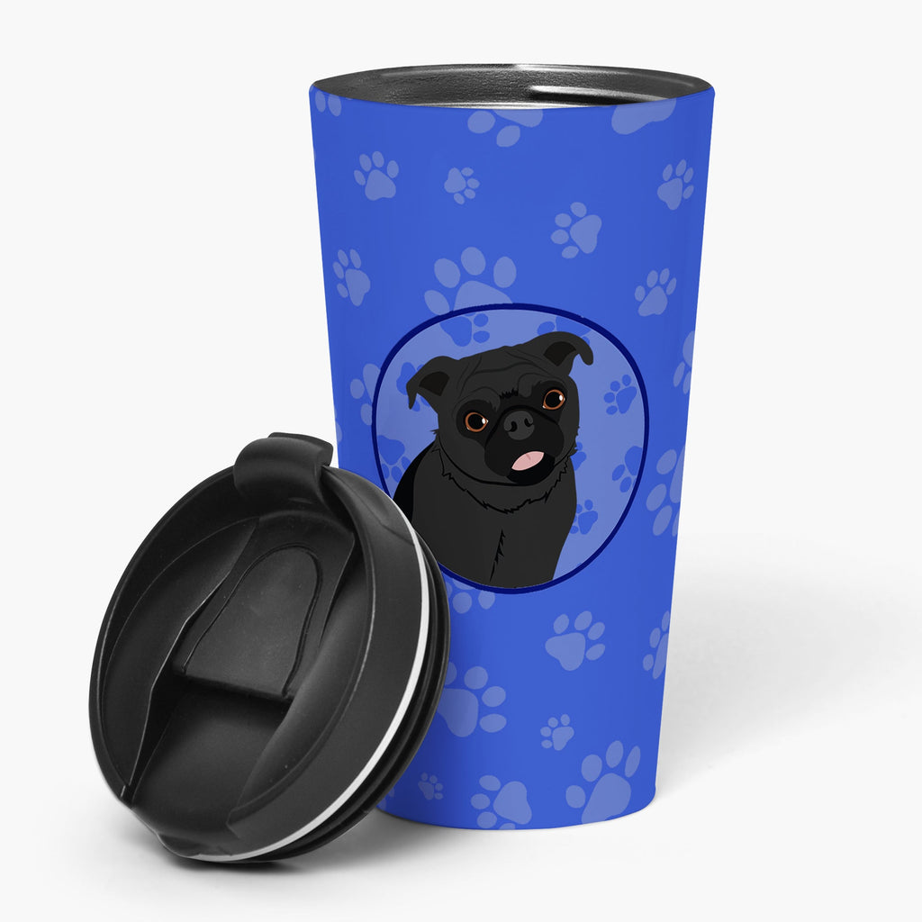 Pug Black #1 Stainless Steel 16 oz Tumbler Blue Insulated Tumbler with Lid, Cute Travel Cup for Coffee, Cocktails, Gift Men, Dad, Women, Mother