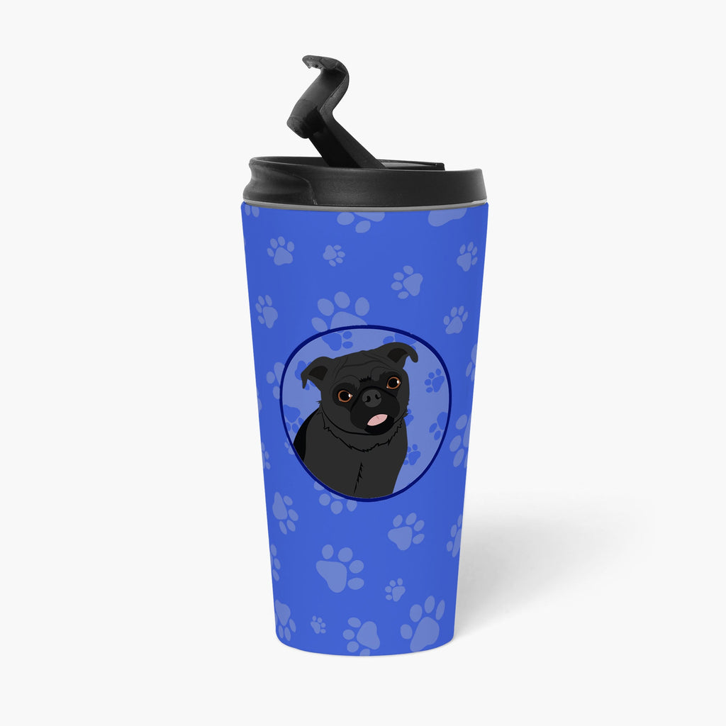 Pug Black #1 Stainless Steel 16 oz Tumbler Blue Insulated Tumbler with Lid, Cute Travel Cup for Coffee, Cocktails, Gift Men, Dad, Women, Mother