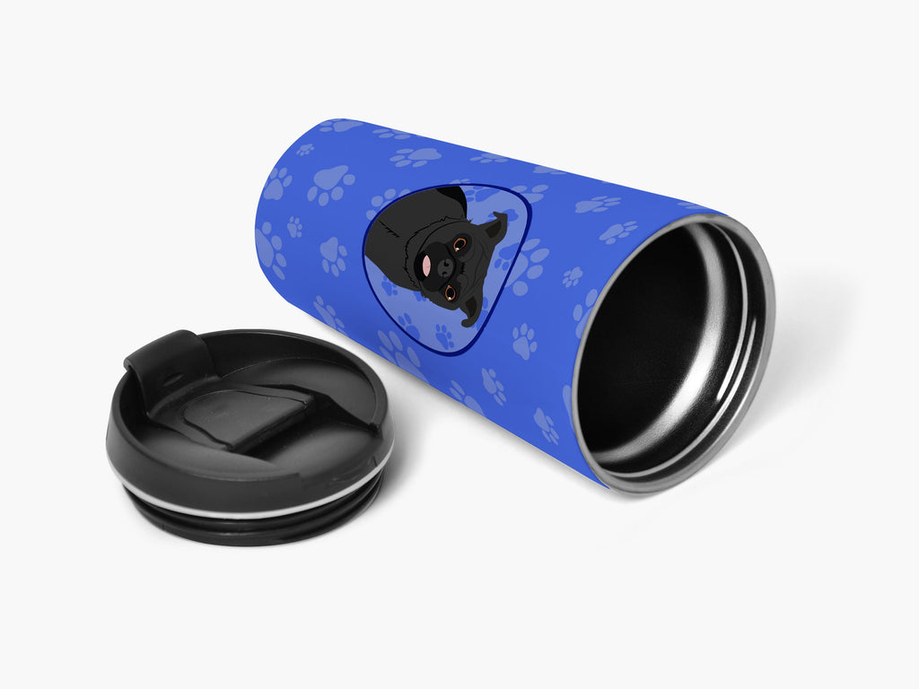 Pug Black #1 Stainless Steel 16 oz Tumbler Blue Insulated Tumbler with Lid, Cute Travel Cup for Coffee, Cocktails, Gift Men, Dad, Women, Mother