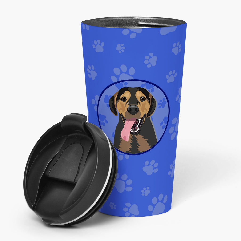 Rottweiler Black and Tan #4 Stainless Steel 16 oz Tumbler Blue Insulated Tumbler with Lid, Cute Travel Cup for Coffee, Cocktails, Gift Men, Dad, Women, Mother