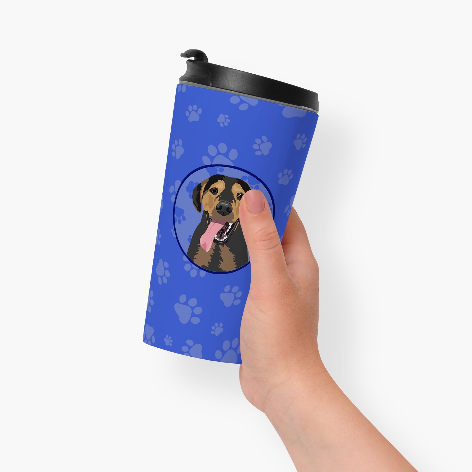 Rottweiler Black and Tan #4 Stainless Steel 16 oz Tumbler Blue Insulated Tumbler with Lid, Cute Travel Cup for Coffee, Cocktails, Gift Men, Dad, Women, Mother