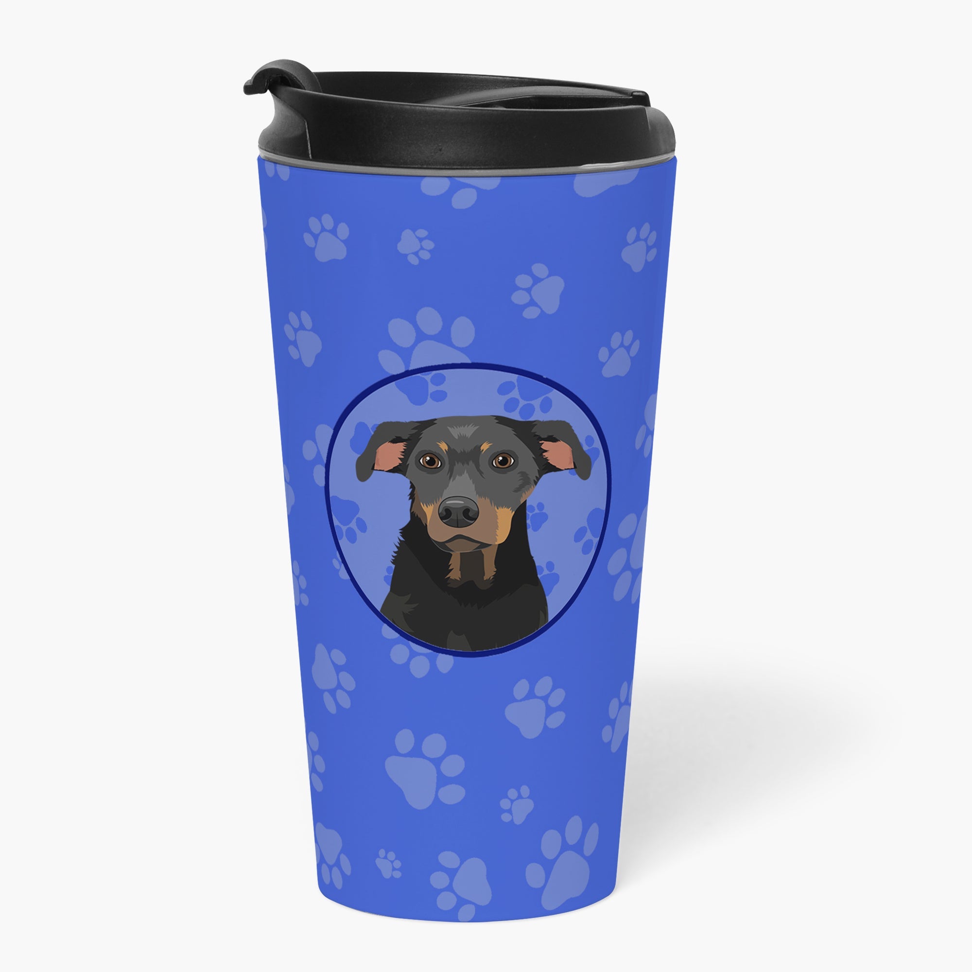 Rottweiler Black and Tan #5 Stainless Steel 16 oz Tumbler Blue Insulated Tumbler with Lid, Cute Travel Cup for Coffee, Cocktails, Gift Men, Dad, Women, Mother