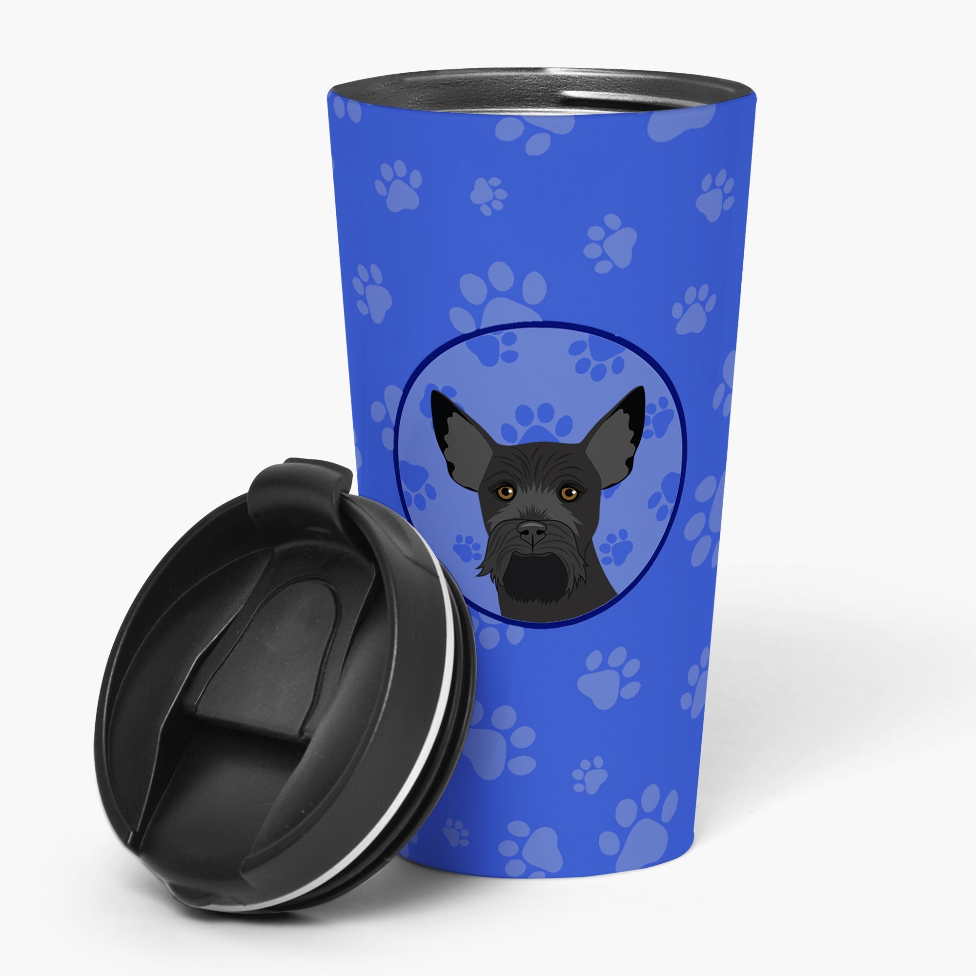 Schnauzer Black #2 Stainless Steel 16 oz Tumbler Blue Insulated Tumbler with Lid, Cute Travel Cup for Coffee, Cocktails, Gift Men, Dad, Women, Mother
