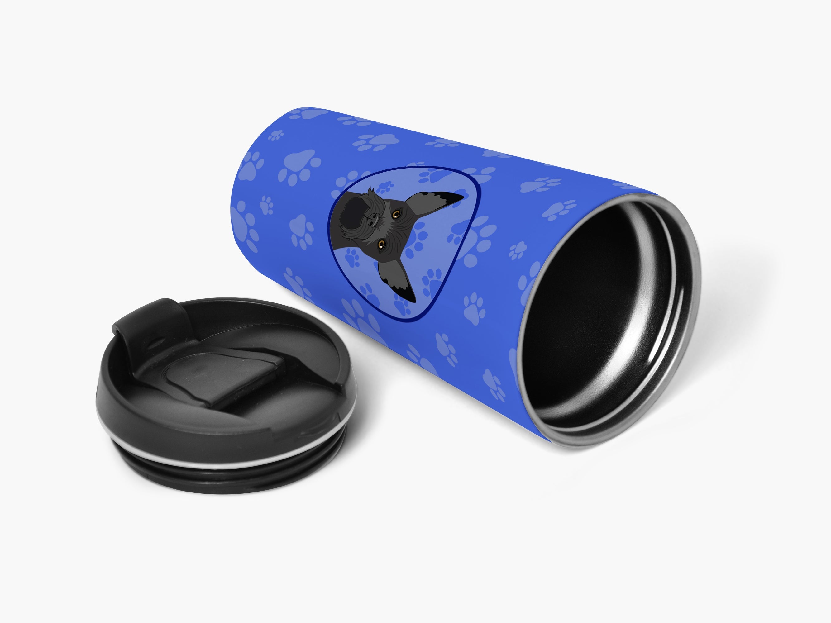Schnauzer Black #2 Stainless Steel 16 oz Tumbler Blue Insulated Tumbler with Lid, Cute Travel Cup for Coffee, Cocktails, Gift Men, Dad, Women, Mother