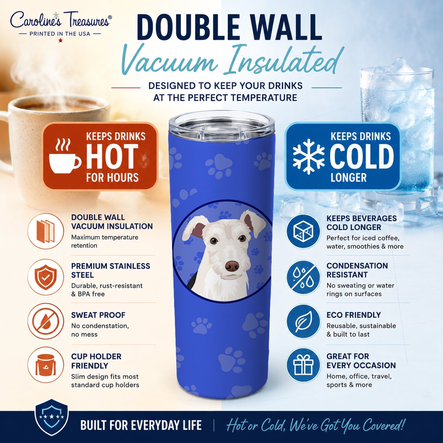 Schnauzer Parti  Stainless Steel Skinny Tumbler 20 oz Vacuum Double Walled Reusable Insulated Travel Cup