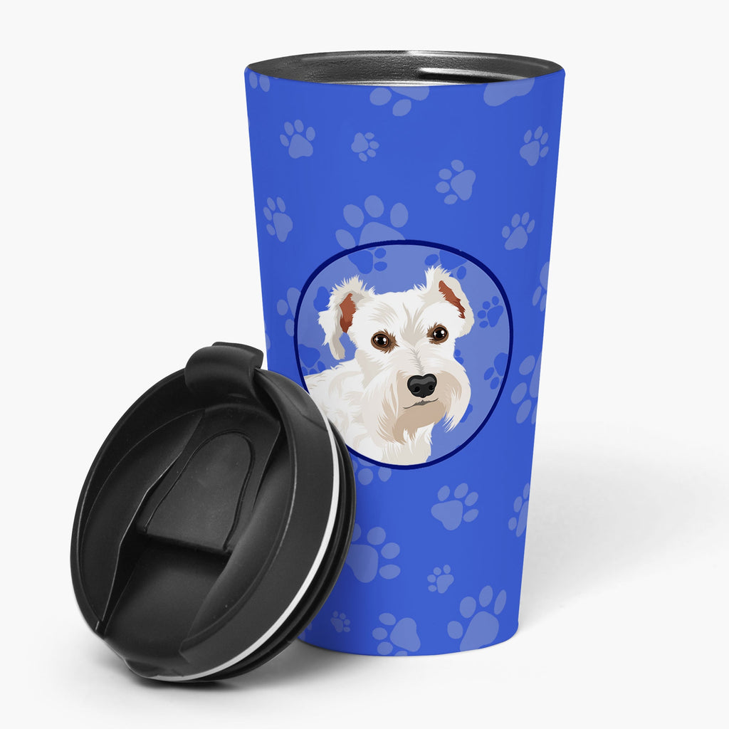 Schnauzer White #1 Stainless Steel 16 oz Tumbler Blue Insulated Tumbler with Lid, Cute Travel Cup for Coffee, Cocktails, Gift Men, Dad, Women, Mother