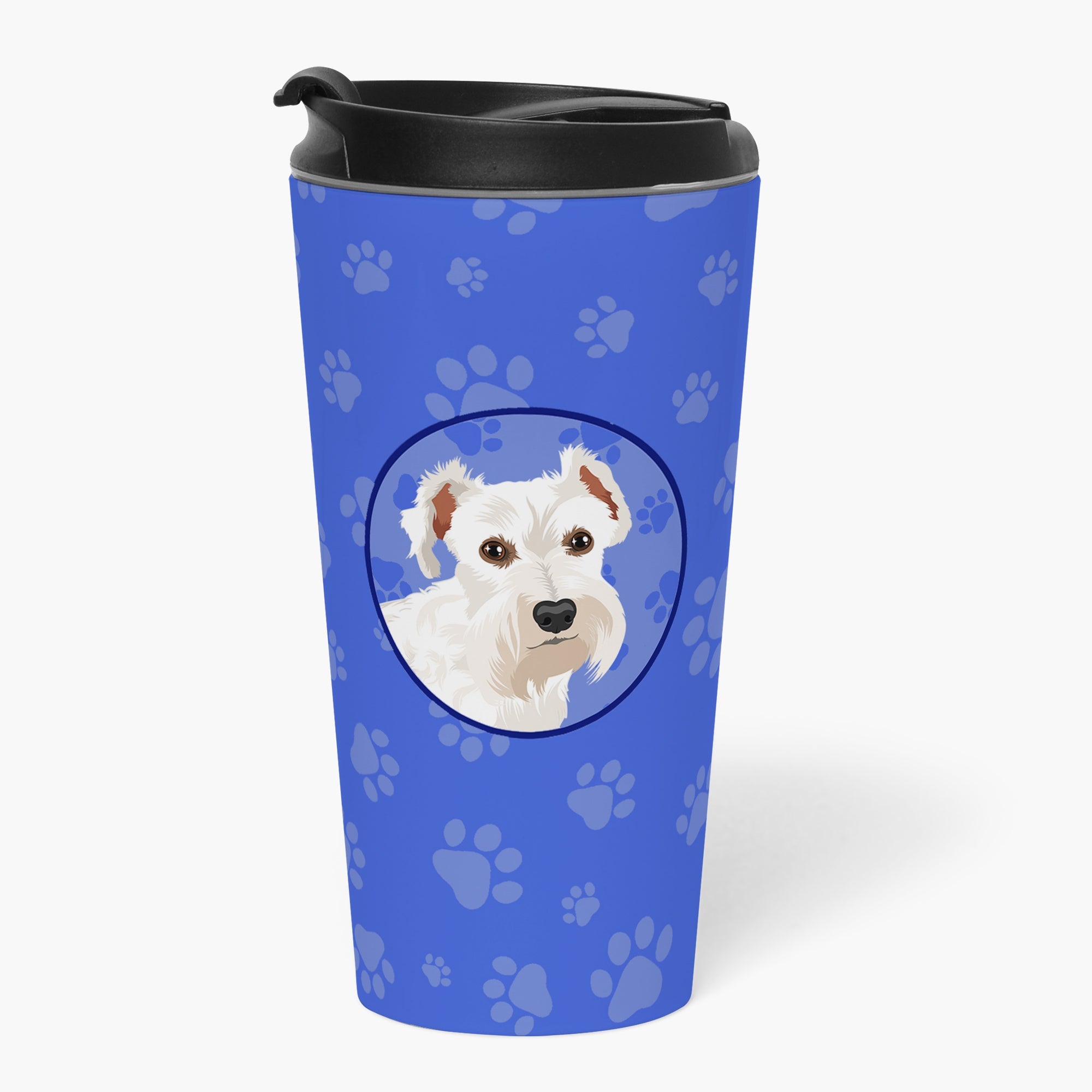 Schnauzer White #1 Stainless Steel 16 oz Tumbler Blue Insulated Tumbler with Lid, Cute Travel Cup for Coffee, Cocktails, Gift Men, Dad, Women, Mother