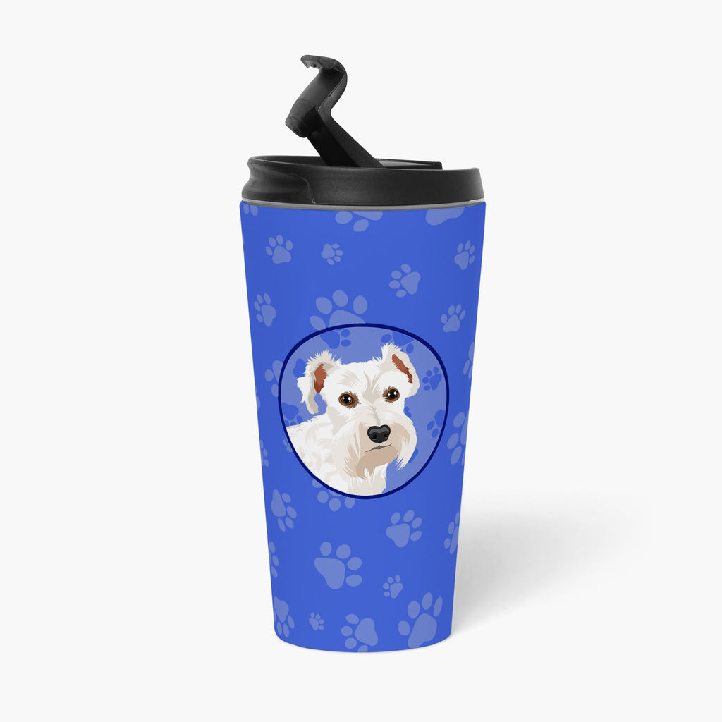 Schnauzer White #1 Stainless Steel 16 oz Tumbler Blue Insulated Tumbler with Lid, Cute Travel Cup for Coffee, Cocktails, Gift Men, Dad, Women, Mother