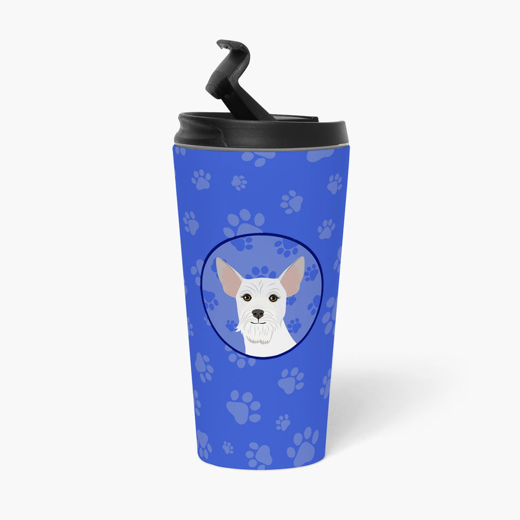 Schnauzer White #2 Stainless Steel 16 oz Tumbler Blue Insulated Tumbler with Lid, Cute Travel Cup for Coffee, Cocktails, Gift Men, Dad, Women, Mother