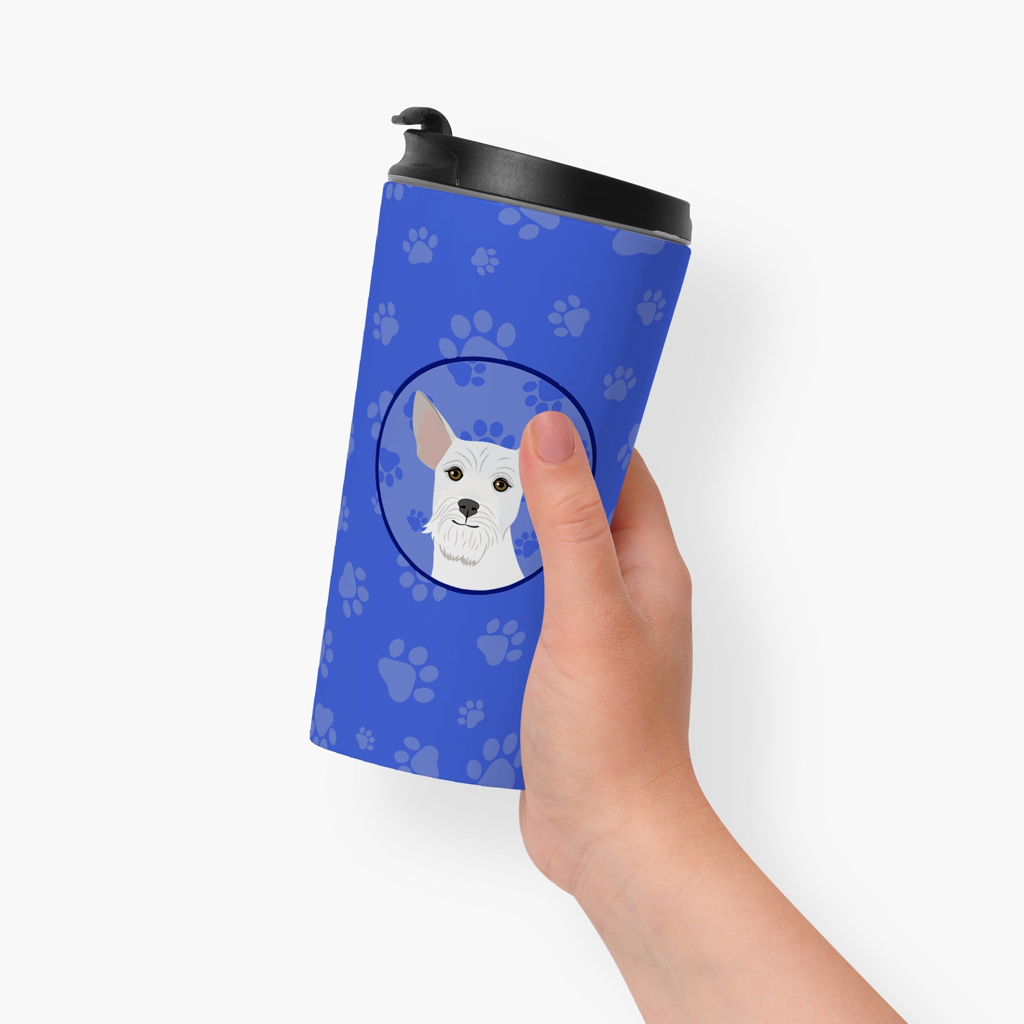 Schnauzer White #2 Stainless Steel 16 oz Tumbler Blue Insulated Tumbler with Lid, Cute Travel Cup for Coffee, Cocktails, Gift Men, Dad, Women, Mother