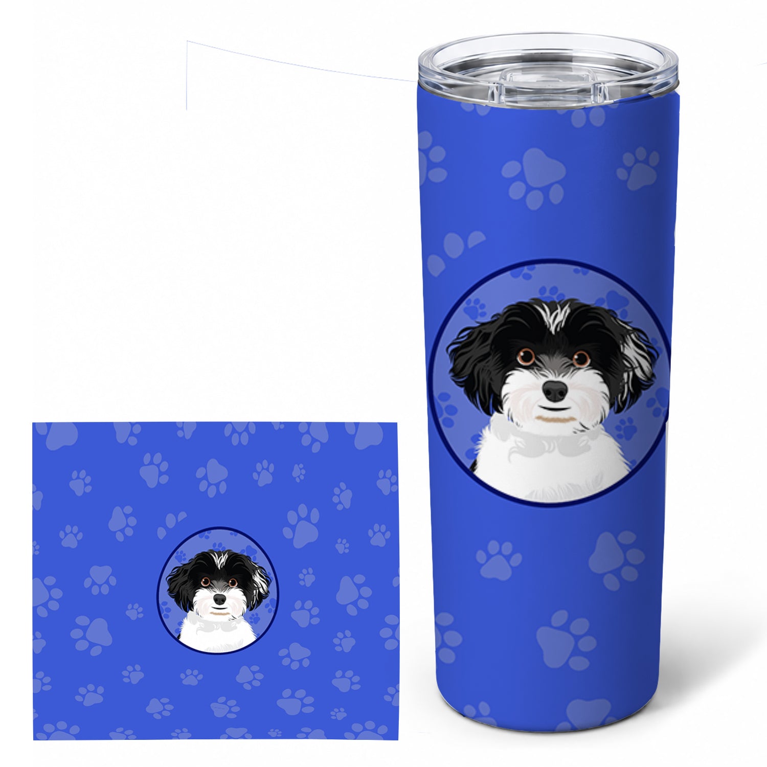 Shih-Tzu Black and White #4  Stainless Steel Skinny Tumbler 20 oz Vacuum Double Walled Reusable Insulated Travel Cup