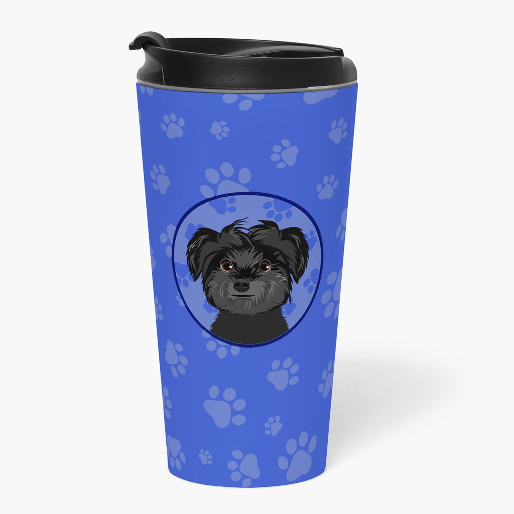 Shih-Tzu Black Stainless Steel 16 oz Tumbler Blue Insulated Tumbler with Lid, Cute Travel Cup for Coffee, Cocktails, Gift Men, Dad, Women, Mother