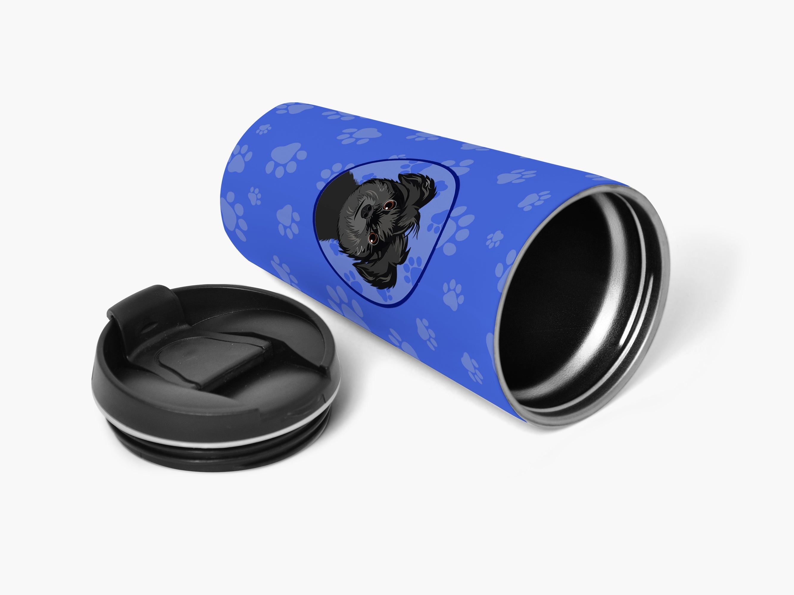 Shih-Tzu Black Stainless Steel 16 oz Tumbler Blue Insulated Tumbler with Lid, Cute Travel Cup for Coffee, Cocktails, Gift Men, Dad, Women, Mother