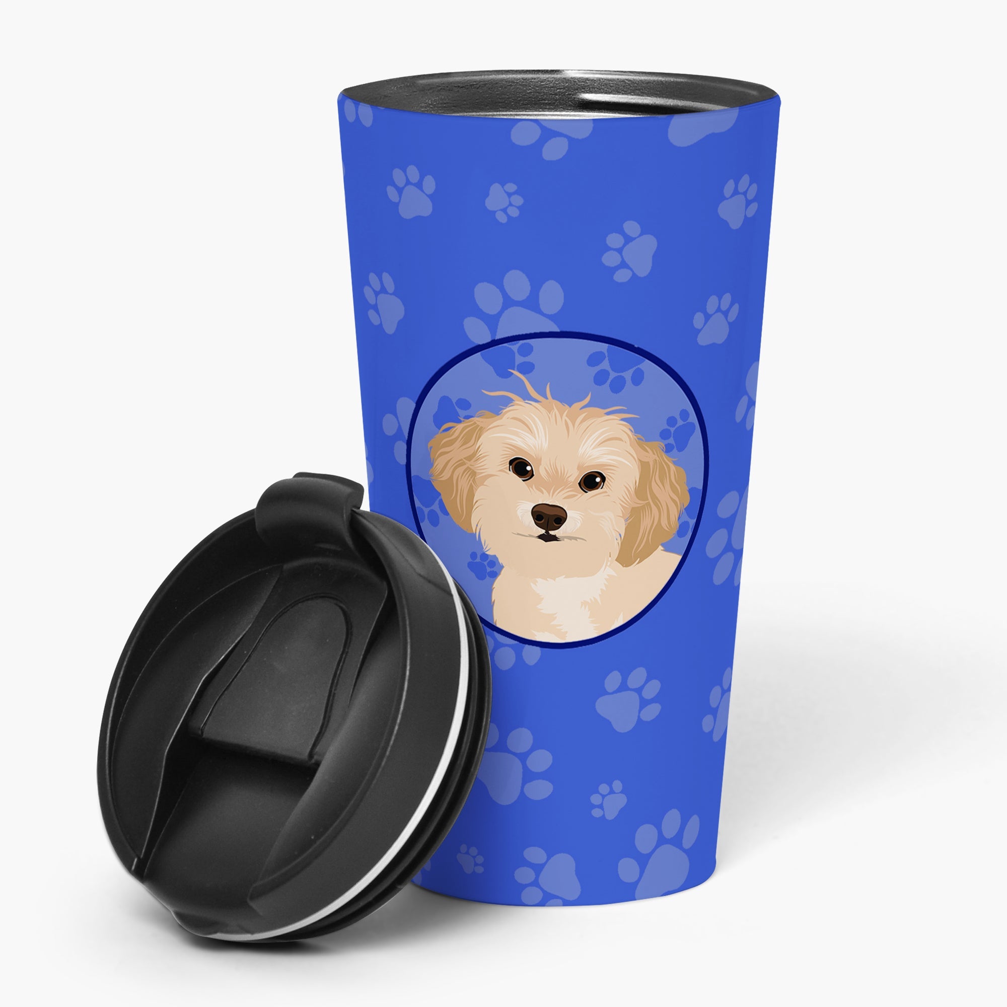 Shih-Tzu Gold #1 Stainless Steel 16 oz Tumbler Blue Insulated Tumbler with Lid, Cute Travel Cup for Coffee, Cocktails, Gift Men, Dad, Women, Mother
