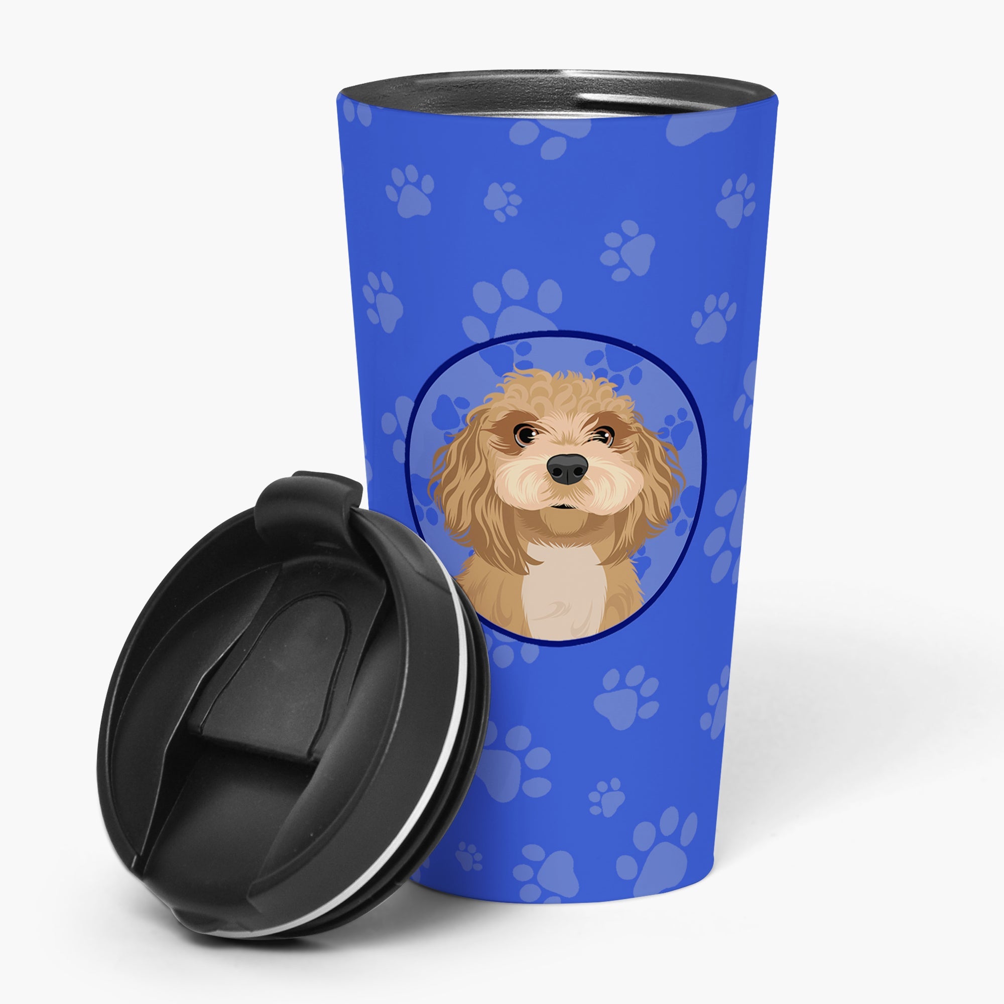 Shih-Tzu Red Stainless Steel 16 oz Tumbler Blue Insulated Tumbler with Lid, Cute Travel Cup for Coffee, Cocktails, Gift Men, Dad, Women, Mother