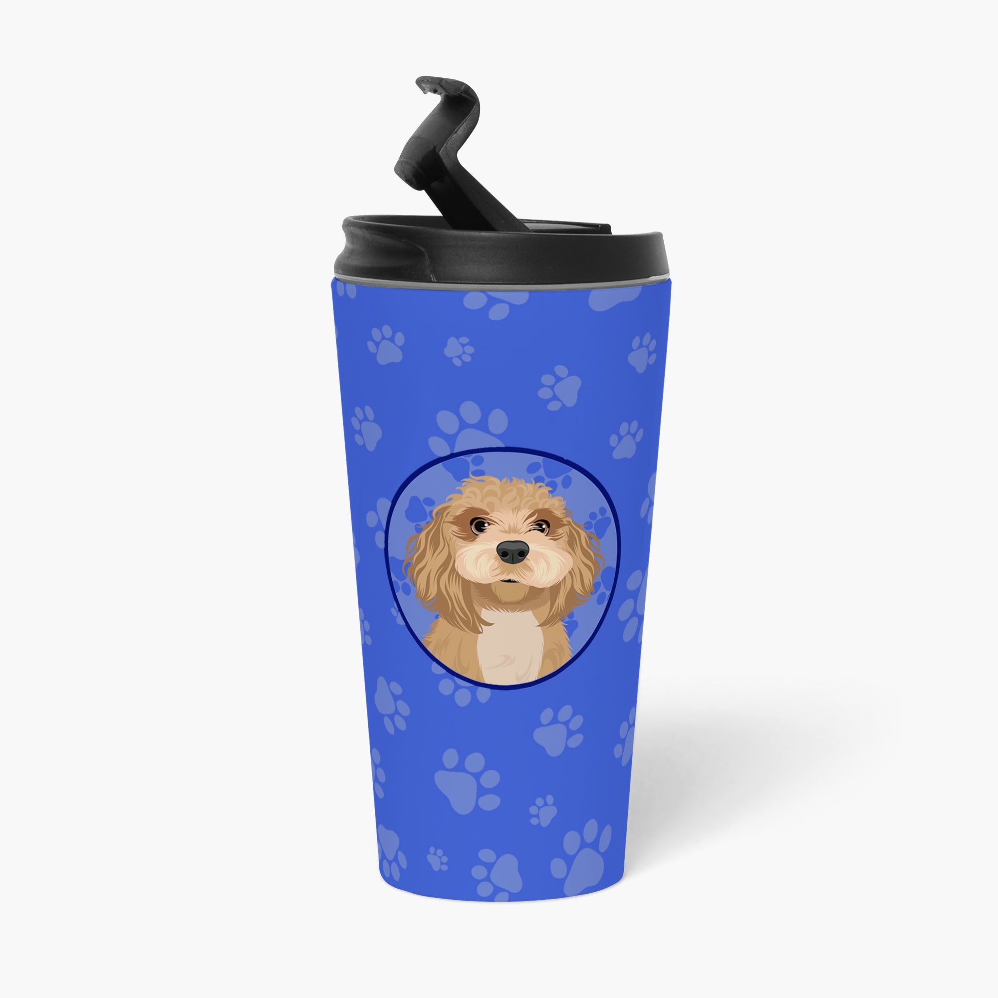 Shih-Tzu Red Stainless Steel 16 oz Tumbler Blue Insulated Tumbler with Lid, Cute Travel Cup for Coffee, Cocktails, Gift Men, Dad, Women, Mother