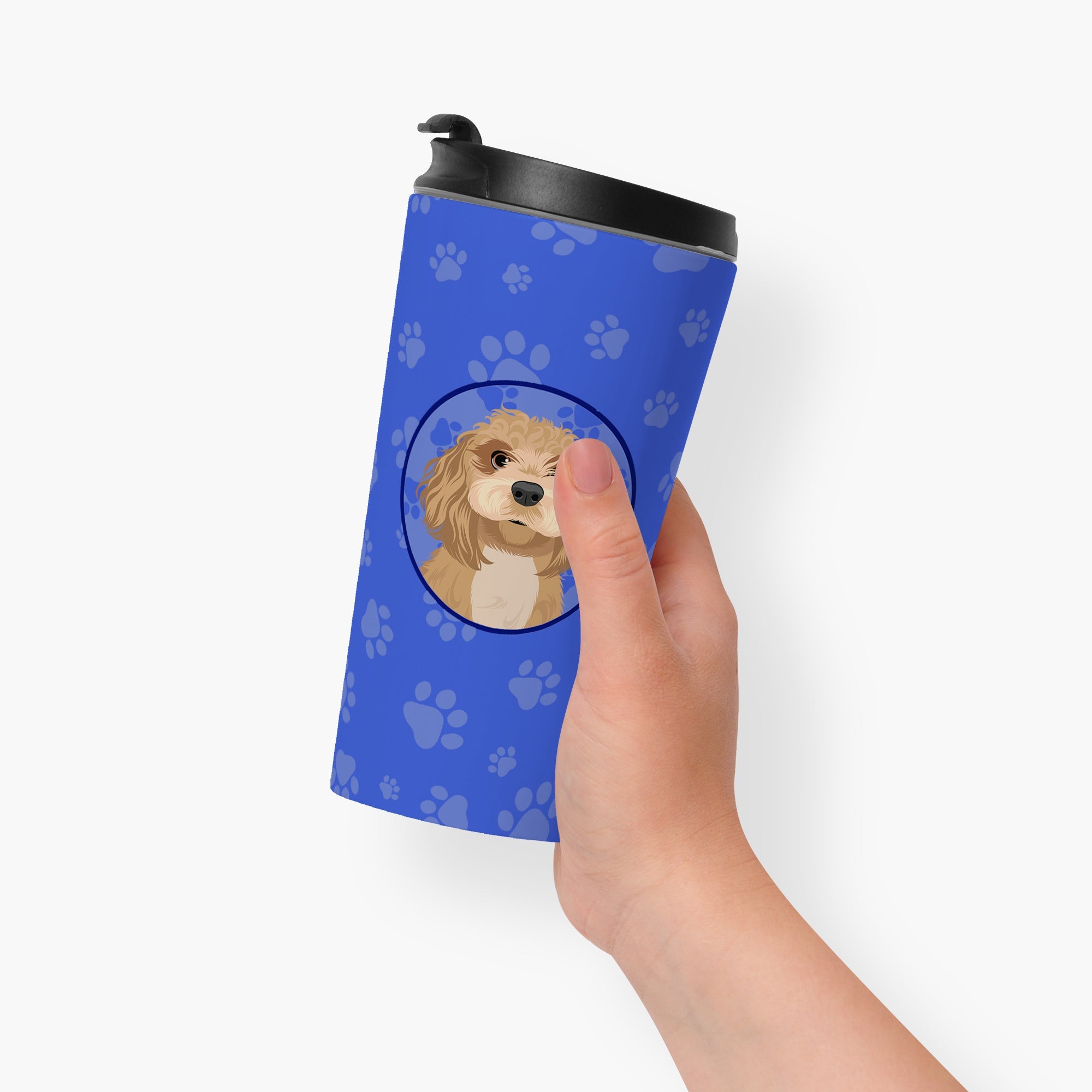 Shih-Tzu Red Stainless Steel 16 oz Tumbler Blue Insulated Tumbler with Lid, Cute Travel Cup for Coffee, Cocktails, Gift Men, Dad, Women, Mother