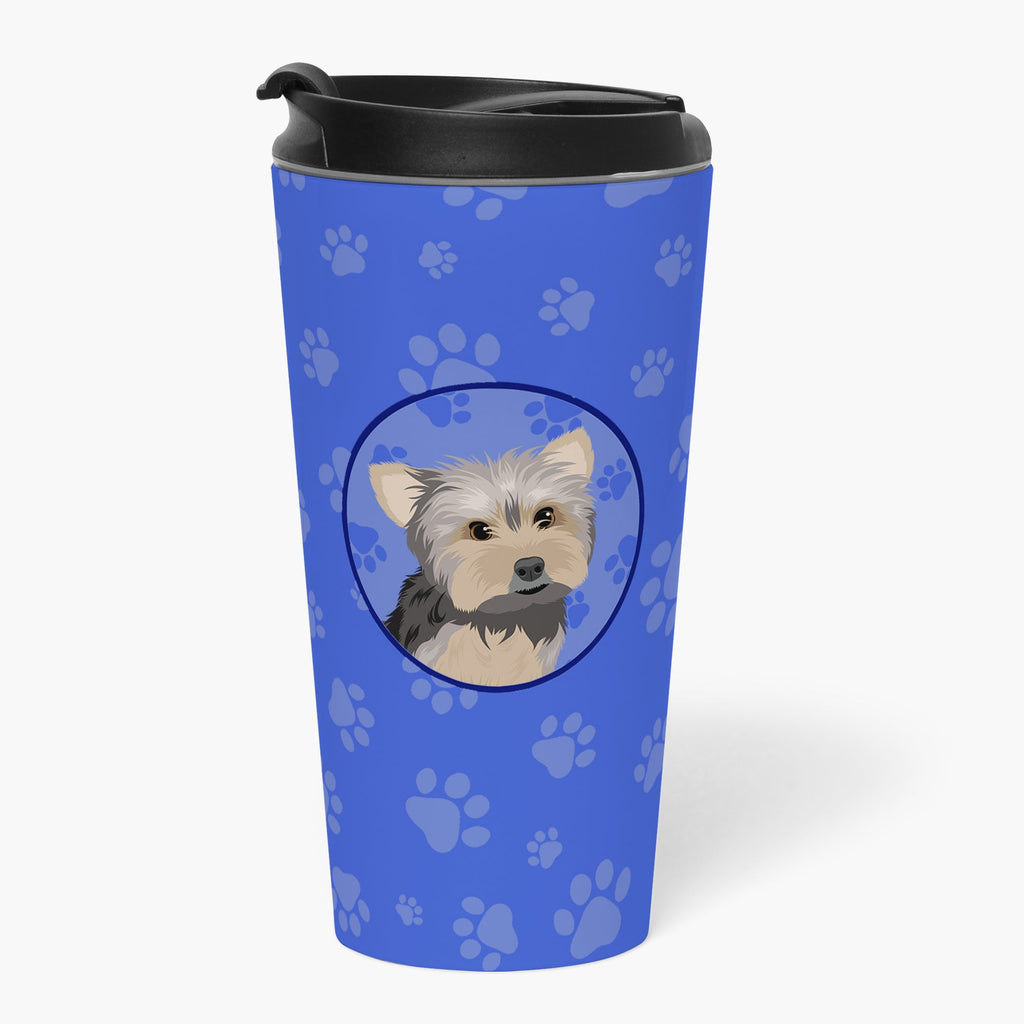 Yorkie Blue and Tan #2 Stainless Steel 16 oz Tumbler Blue Insulated Tumbler with Lid, Cute Travel Cup for Coffee, Cocktails, Gift Men, Dad, Women, Mother