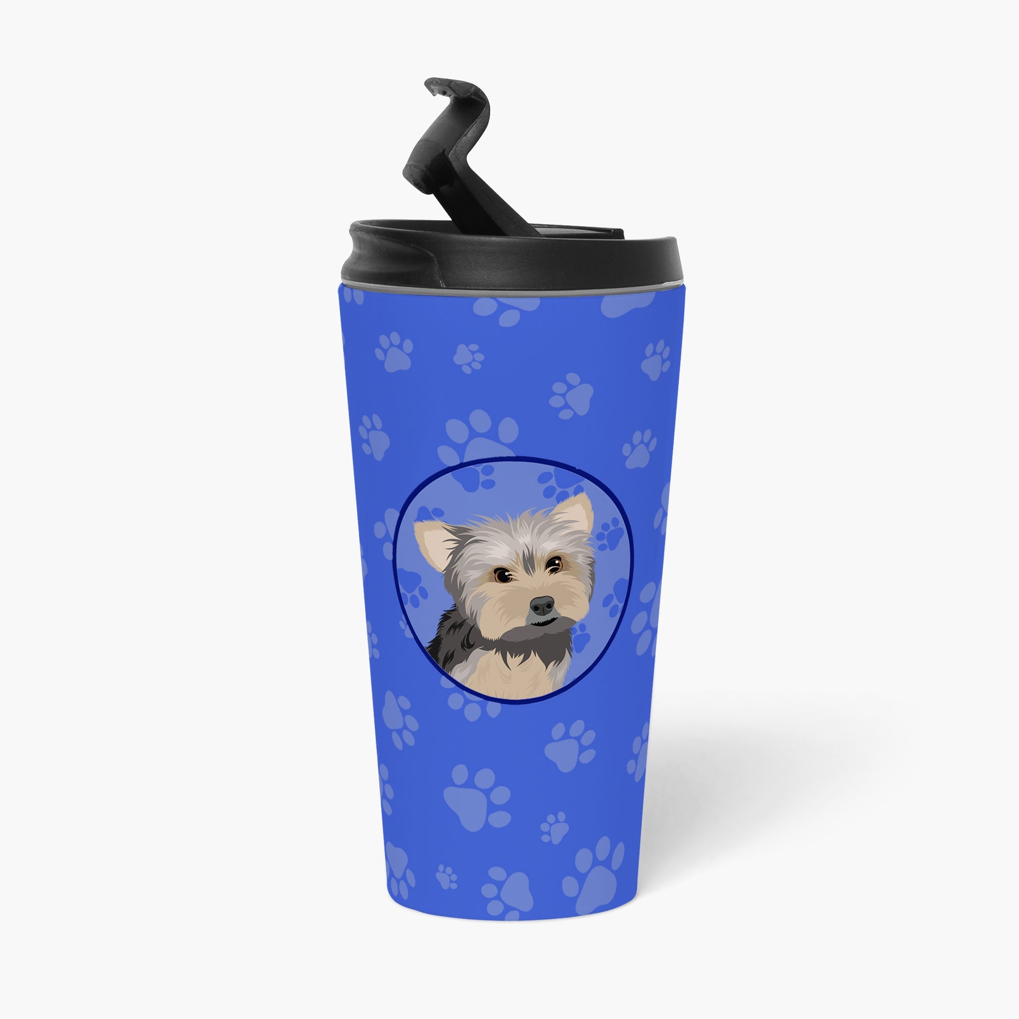 Yorkie Blue and Tan #2 Stainless Steel 16 oz Tumbler Blue Insulated Tumbler with Lid, Cute Travel Cup for Coffee, Cocktails, Gift Men, Dad, Women, Mother