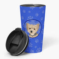 Yorkie Blue and Tan Puppy Stainless Steel 16 oz Tumbler Blue Insulated Tumbler with Lid, Cute Travel Cup for Coffee, Cocktails, Gift Men, Dad, Women, Mother