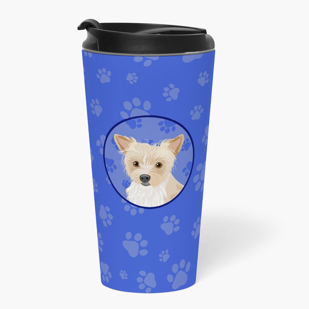 Yorkie Parti Stainless Steel 16 oz Tumbler Blue Insulated Tumbler with Lid, Cute Travel Cup for Coffee, Cocktails, Gift Men, Dad, Women, Mother