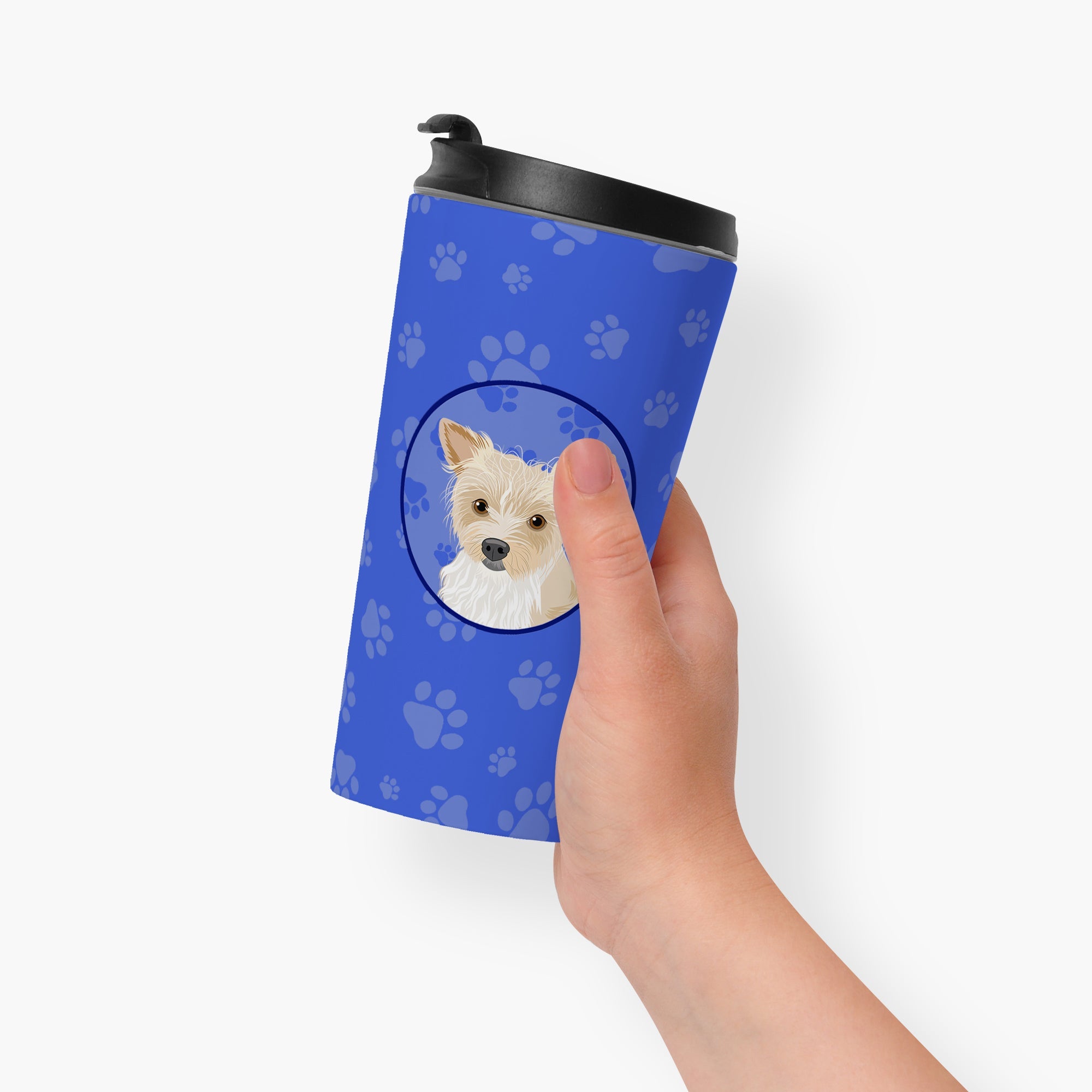 Yorkie Parti Stainless Steel 16 oz Tumbler Blue Insulated Tumbler with Lid, Cute Travel Cup for Coffee, Cocktails, Gift Men, Dad, Women, Mother