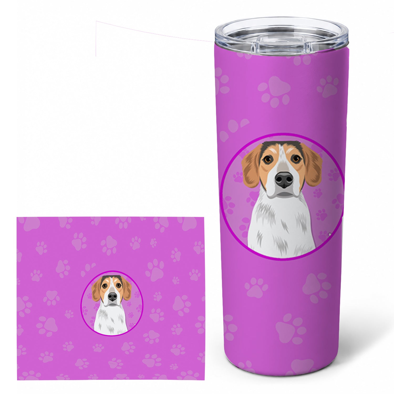 Beagle Tricolor #2 Stainless Steel Skinny Tumbler 20 oz Vacuum Double Walled Reusable Insulated Travel Cup