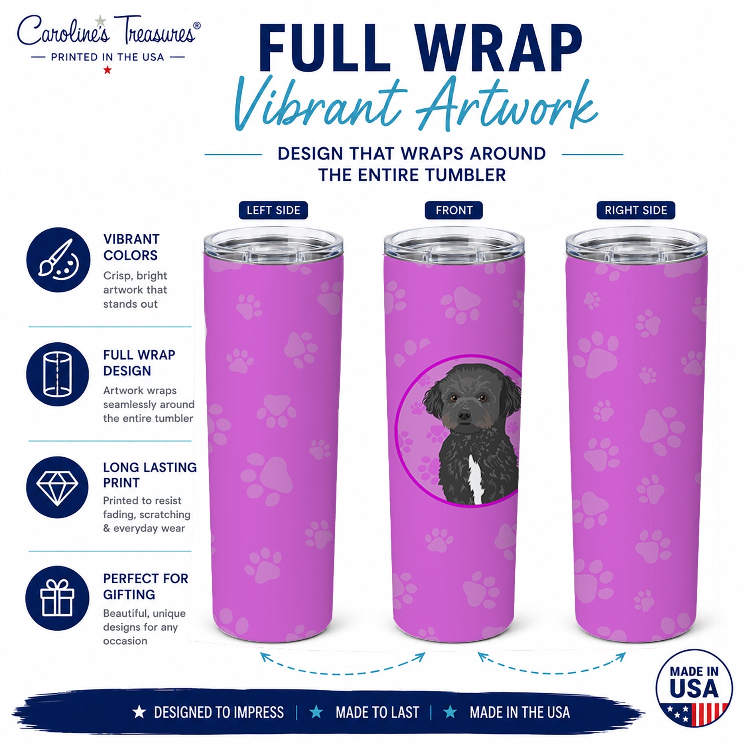 Doodle Black and White #1 Stainless Steel Skinny Tumbler 20 oz Vacuum Double Walled Reusable Insulated Travel Cup