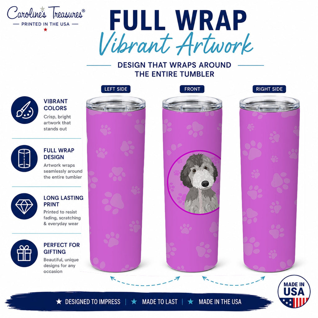 Doodle Silver #1 Stainless Steel Skinny Tumbler 20 oz Vacuum Double Walled Reusable Insulated Travel Cup