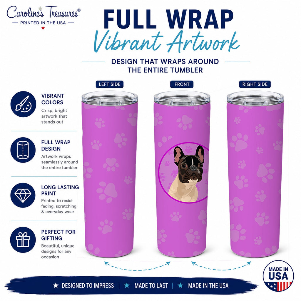 French Bulldog Fawn #3 Stainless Steel Skinny Tumbler 20 oz Vacuum Double Walled Reusable Insulated Travel Cup